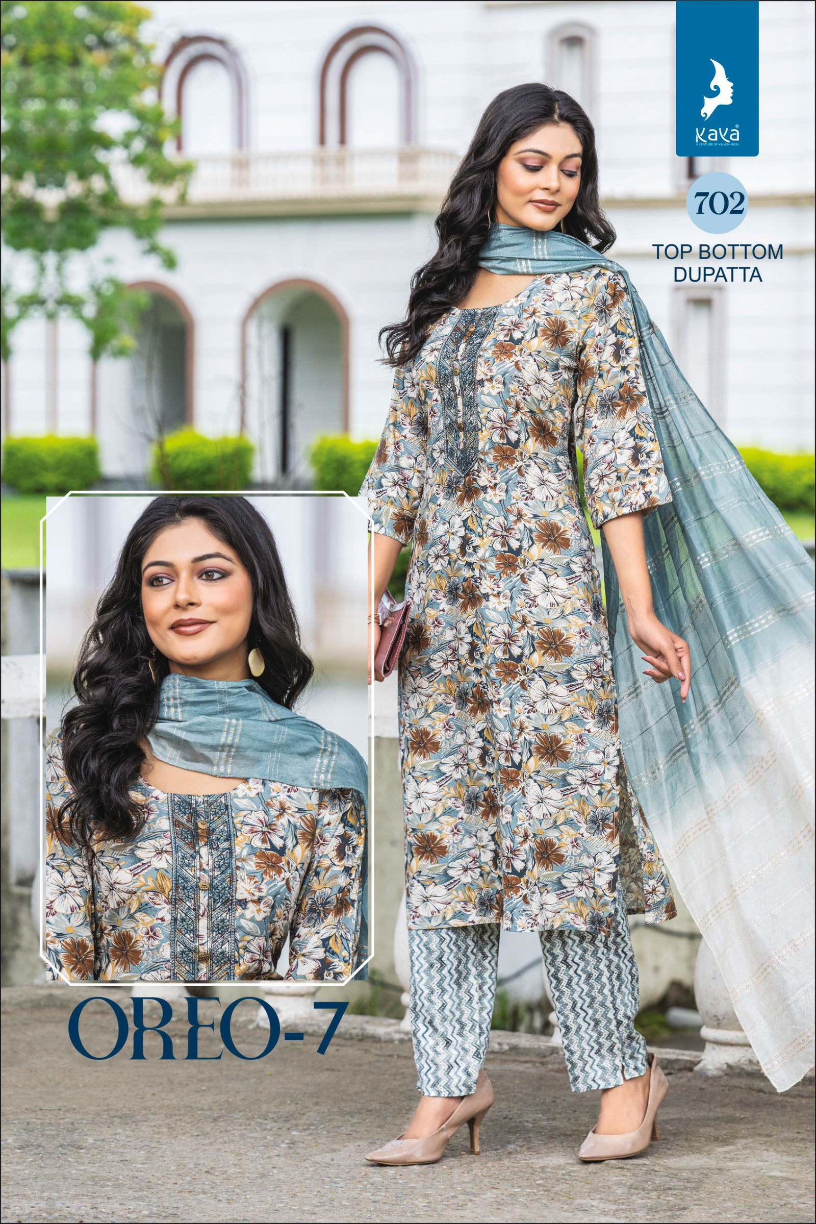 Oreo 7 By Kaya Rayon Printed Kurti With Bottom Dupatta Wholesale Price In Surat